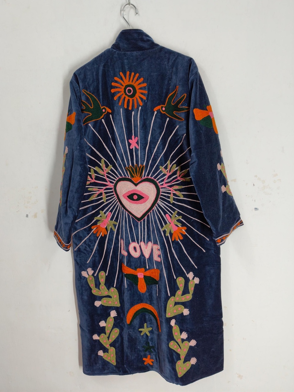 New Anthropologie-inspired style Velvet Suzani Embroidered Statement Coat